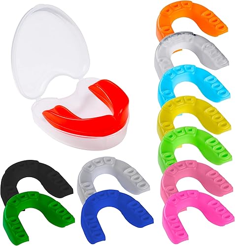 Protector bucal juvenil con funda, protector bucal individual, 12 opciones de color, protección bucal para deportes y dormir, protección bucal para