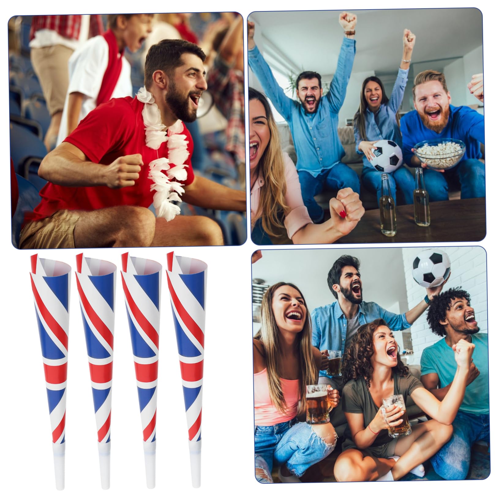 HANABASS 16Pcs Soccer Horn Football Cheer for Parties Reusable Megaphones for Events Concerts Birthdays and Sports Celebrations