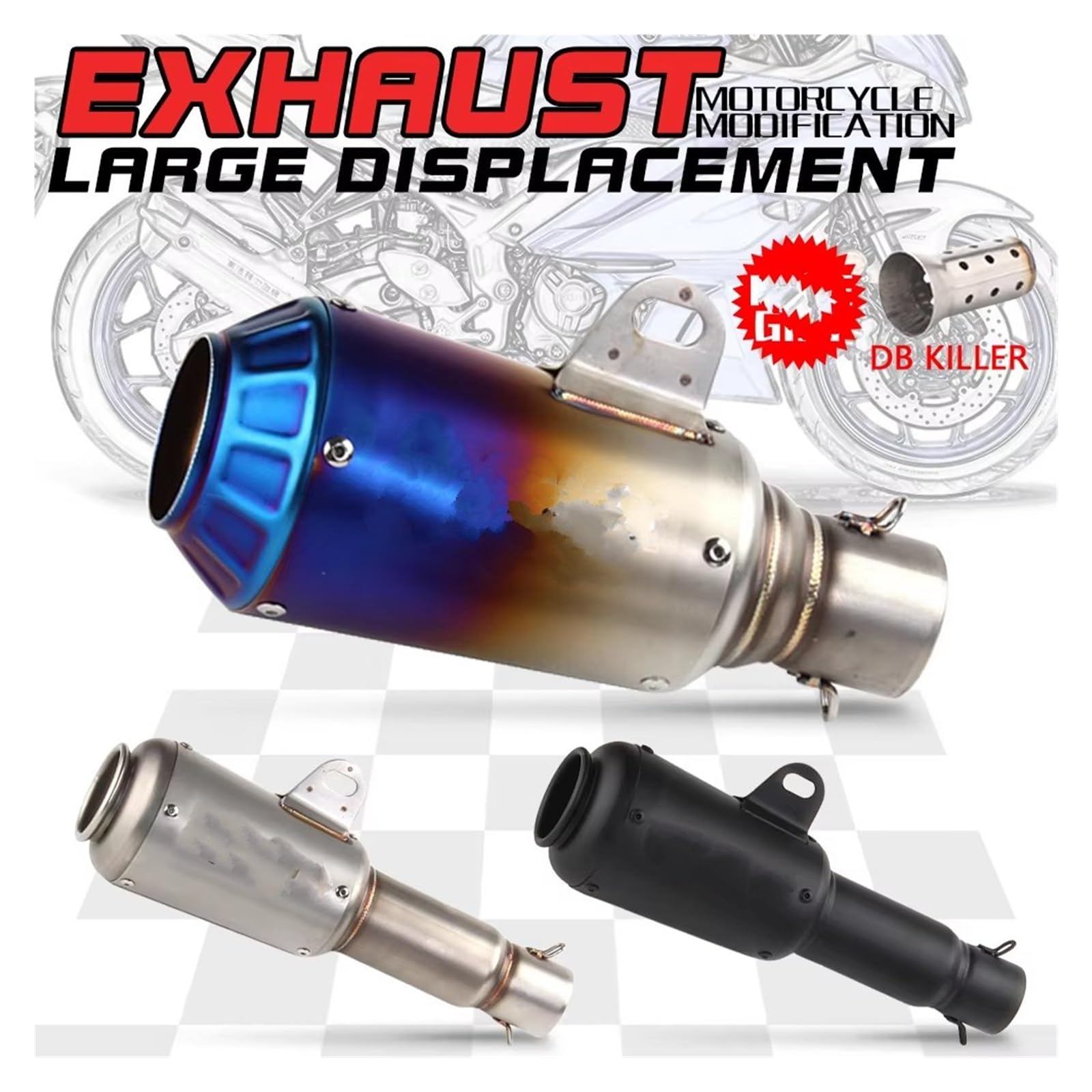 silencioso escape moto Para R6 Para R15 Para R3 Para Zx6r Para Zx10r | Para Z400 Para Z900 Para Z1000 Para Cbr1000 Para Rc390 Silenciador tubo escape motocicleta 51 mm Slip On(A)