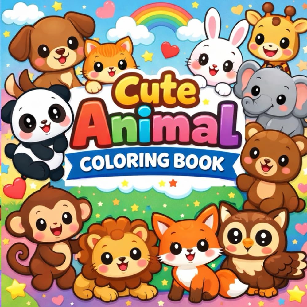 Cute Animals Coloring Book: Fun and Easy Coloring Pages for Little Artists