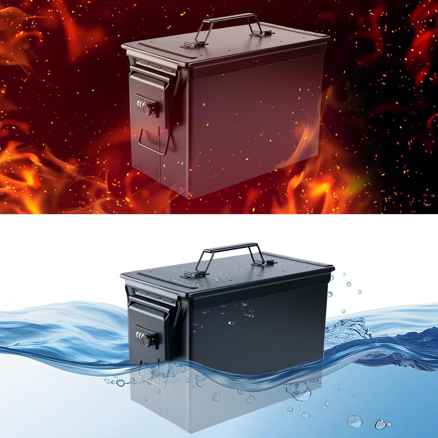 Ammo Can&Ammo Box, Fireproof & Waterproof Metal Storage Box - Perfect for Ammo, Lithium Batteries & RC Car Batteries