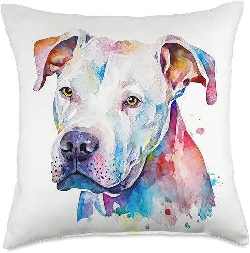 Charming Watercolor Dog Art Dogo Argentino Dogo Argentino - Cojín colorido con diseño de acuarela, 18 x 18 pulgadas, multicolor