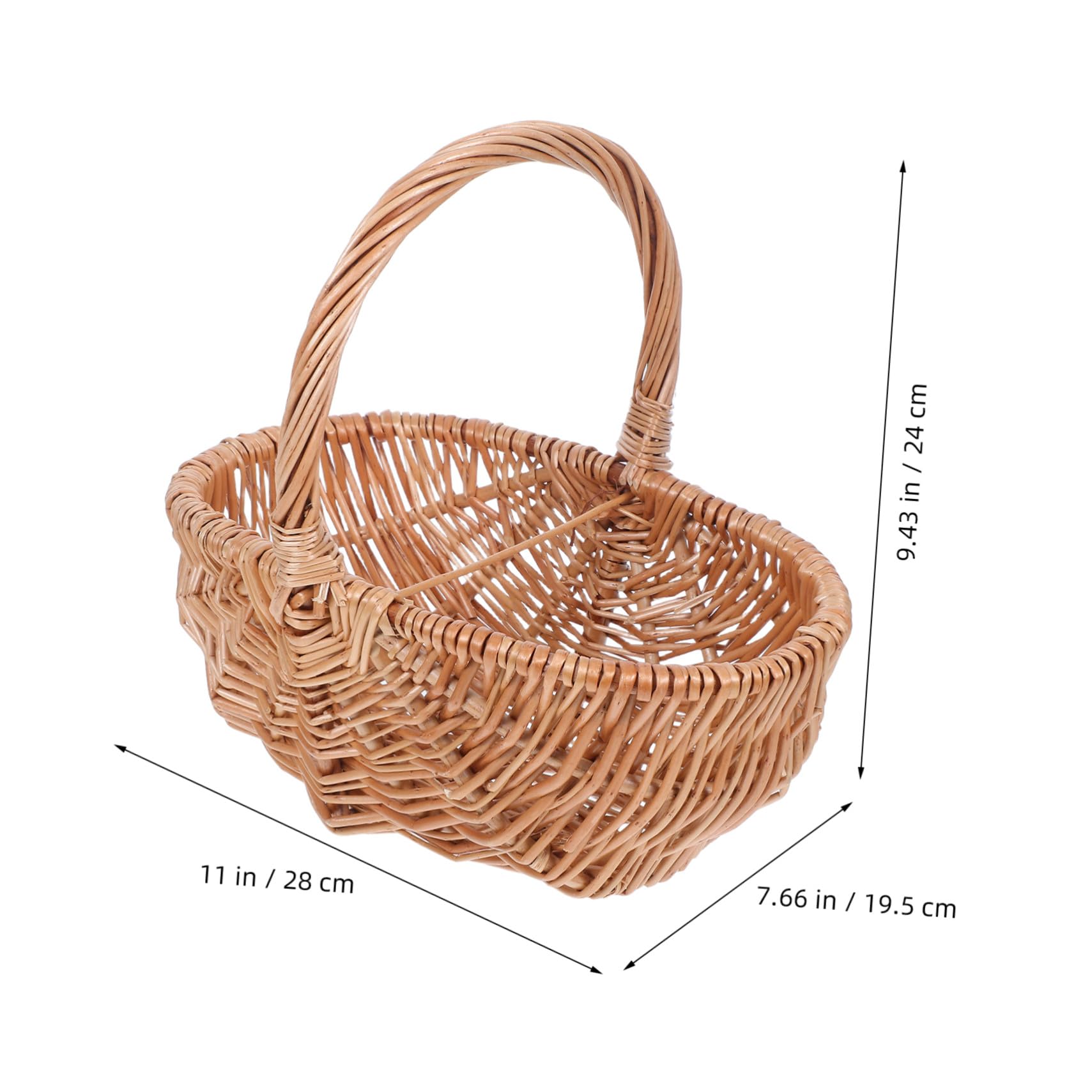 Cesta De Mimbre Tejida a Mano para Picnic y Recolección Cesta Pequeña Ovalada De Sauce Natural De 27 Cm con Asa Portátil para Huevos Frutas y Verduras Al Aire Libre