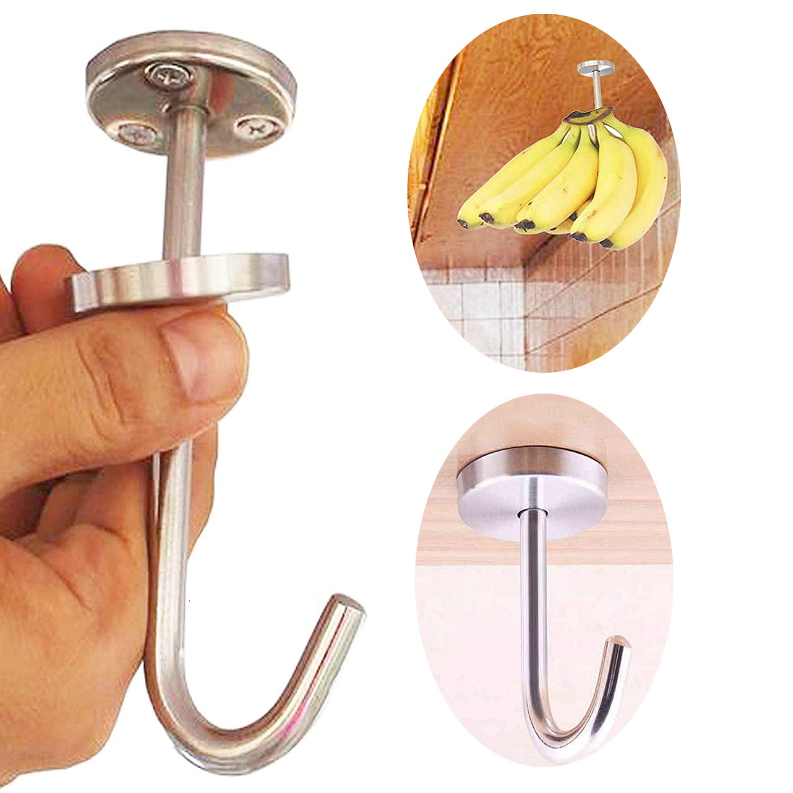 Gosknor 2 Ganci Per Banane In Metallo Da Sotto Armadio – Rotanti E Nascosti, Per Frutta E Utensili