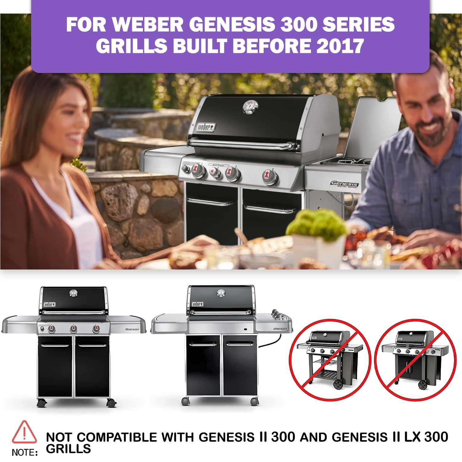 7566 Plaque de cuisson en fonte profonde pour barbecues Weber Genesis 300 Series, plaque émaillée de 49,3 cm × 32,5 cm Convient aux barbecues à gaz E-310 E-320 E-330 S-310 S-320 S-330