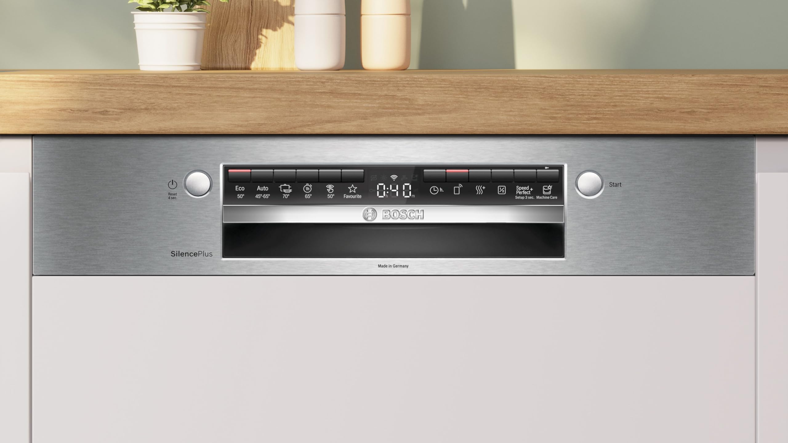 Bosch SMI4HCS07E, Série 4, Lave-vaisselle 60 cm, Encastrable avec Bandeau, Acier brossé