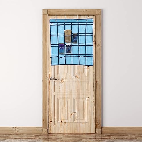 Miniatura 6 de NUOBESTY Tabla de bolsillo transparente para aula, bolsa de almacenamiento colgante de 24 bolsillos para teléfonos celulares y soporte para