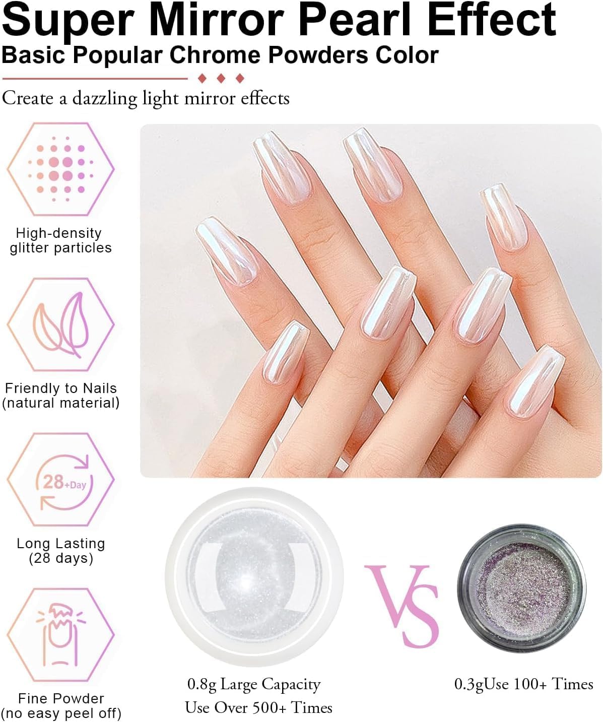 Rose Gold Chrome Nail Powder: LEDSUUEI Shiny Mirror Effect Nail Chrome Powders - Image 4