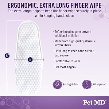 Pet MD Tris Ear Finger Wipes for Dogs & Cats - 50ct