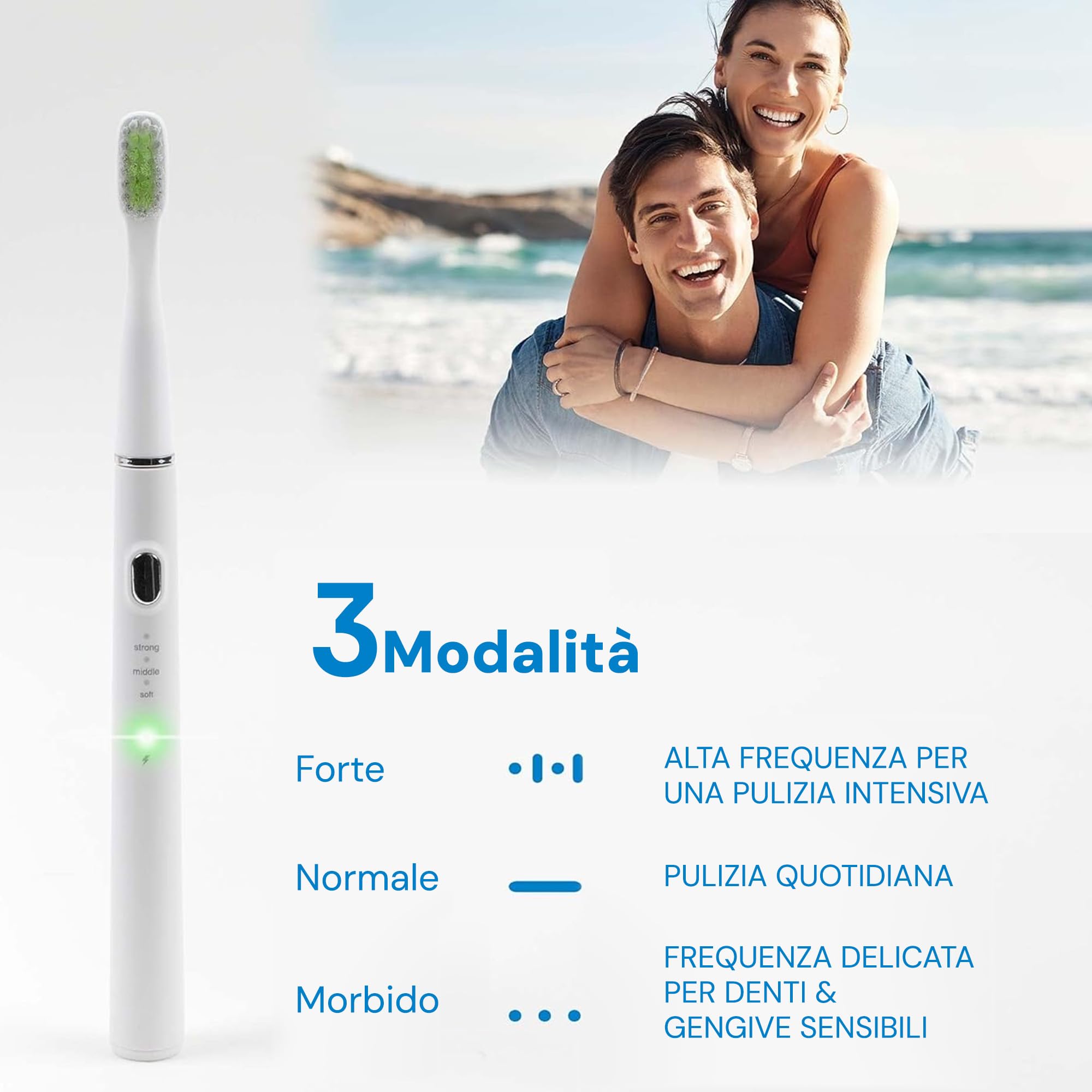 emmi-dent Sonic to go Spazzolino Elettrico sonico - 3 modalità di pulizia per la cura dei denti, adatto per viaggi e ufficio, fino a 25 giorni di durata della batteria - Spazzolino sonico da viaggio