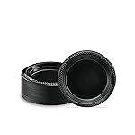 PLASTICPRO 200 PCS Black Plastic Plates Light Weight 6 Inch Plastic Dessert Plates Black Plates Disposable for Party and Wedding