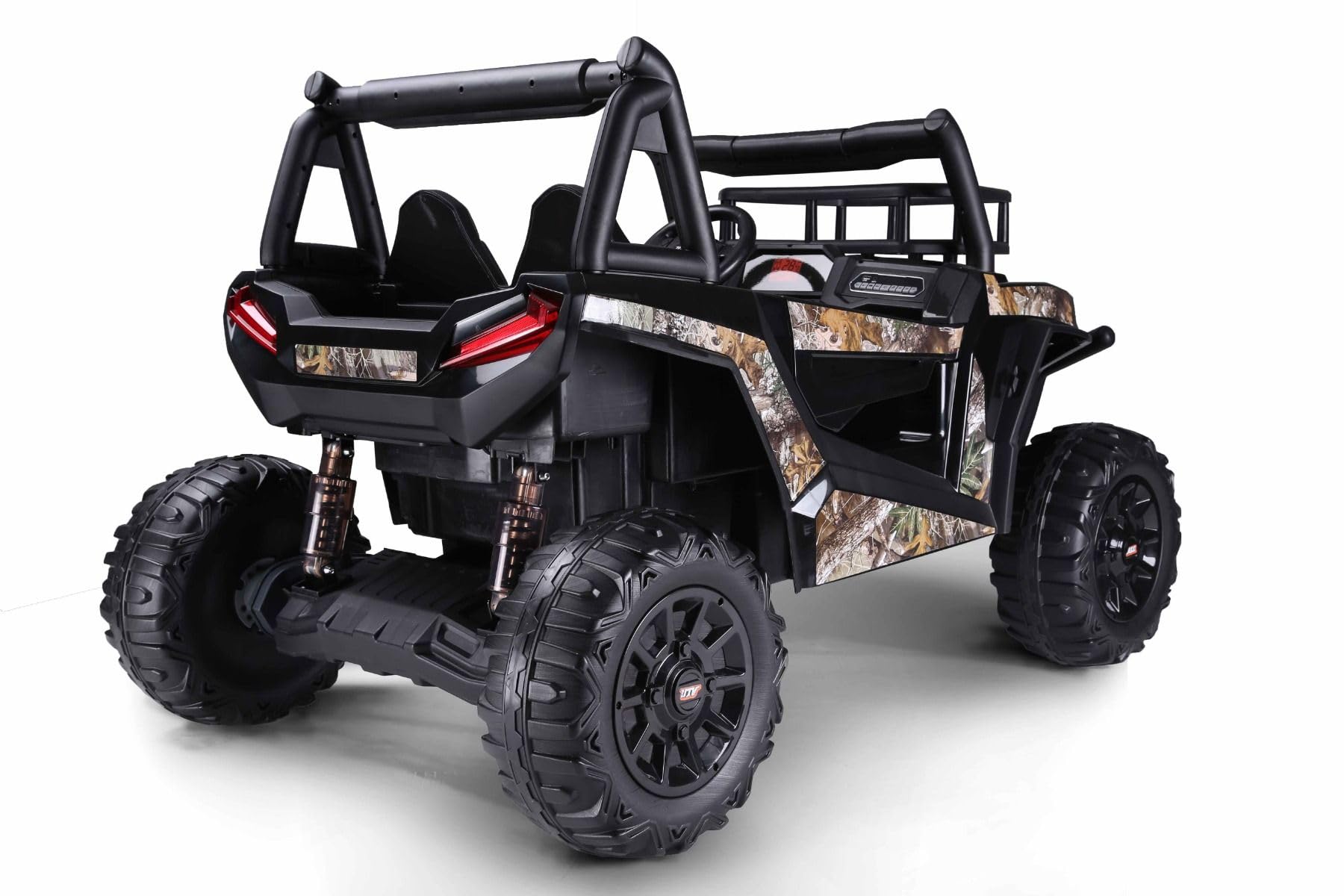 Samochód elektryczny dla dzieci UTV 24 V, czarny, elektryczny samochód dziecięcy z pilotem 2,4 GHz, 2 x 200 W, bateria litowa, światła LED, kółka z miękkiej pianki EVA z zawieszeniem, odtwarzacz MP3