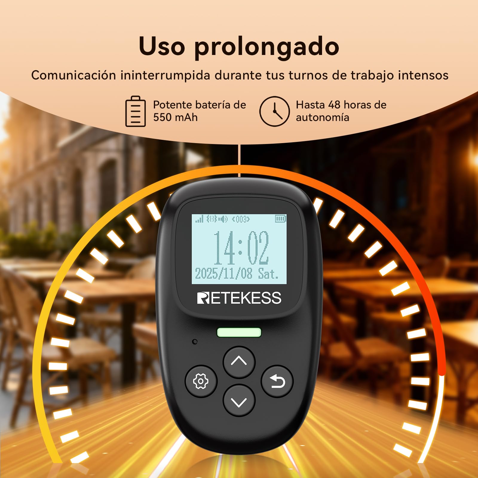 Retekess TD037 Buscapersonas Restaurante, Sistema de Llamadas Restaurante con Teclado de 24 Teclas, Intermitente y Audible, Incluye 6 Buscapersonas para Restaurantes, Cafeterías, Bares