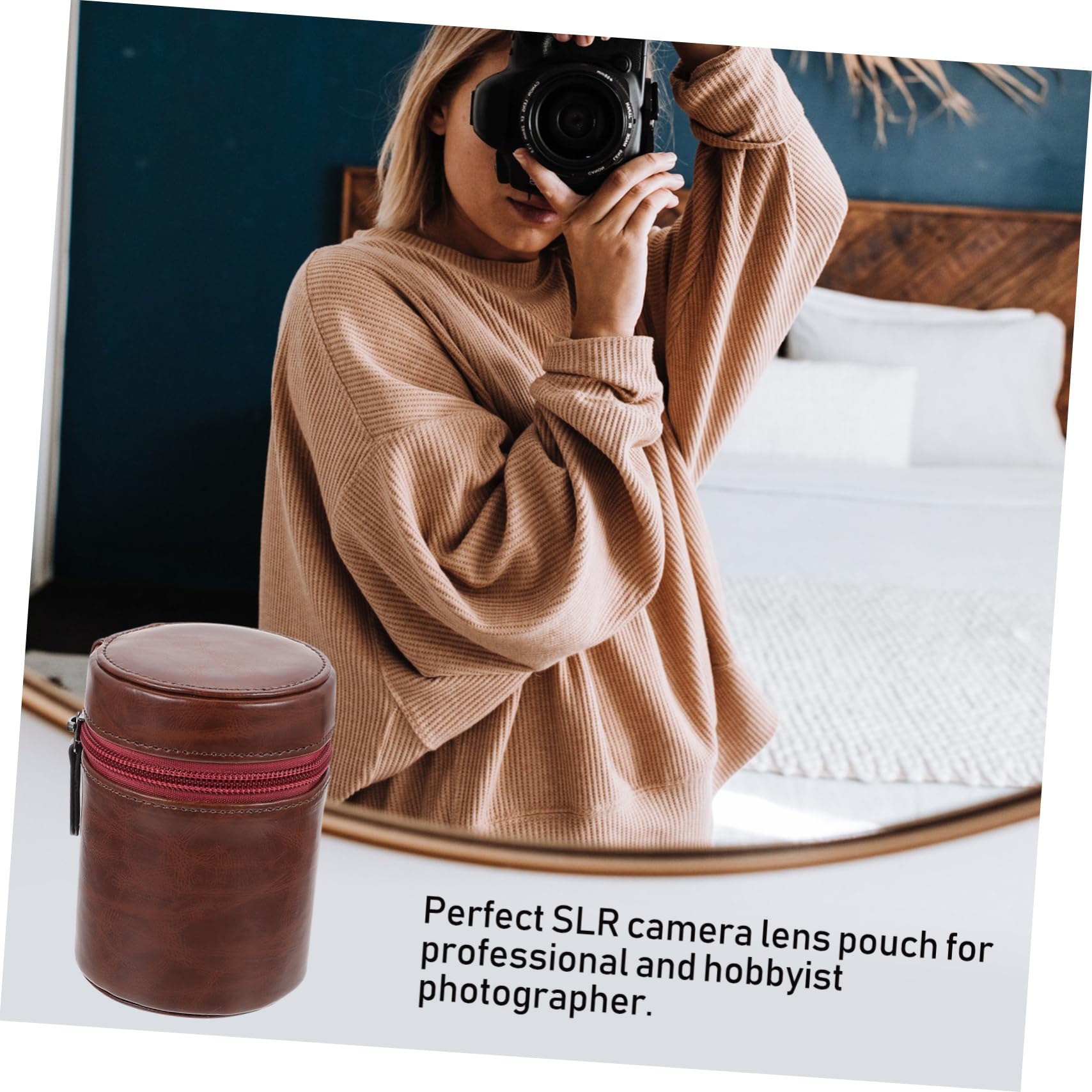 Mikikit 3Pcs Sacchetto Della Macchina Fotografica Custodia In Pelle Per Monete Protezione Dell'Obiettivo Della Fotocamera Macchina Fotografica Professionale Supporto Flash In Pelle