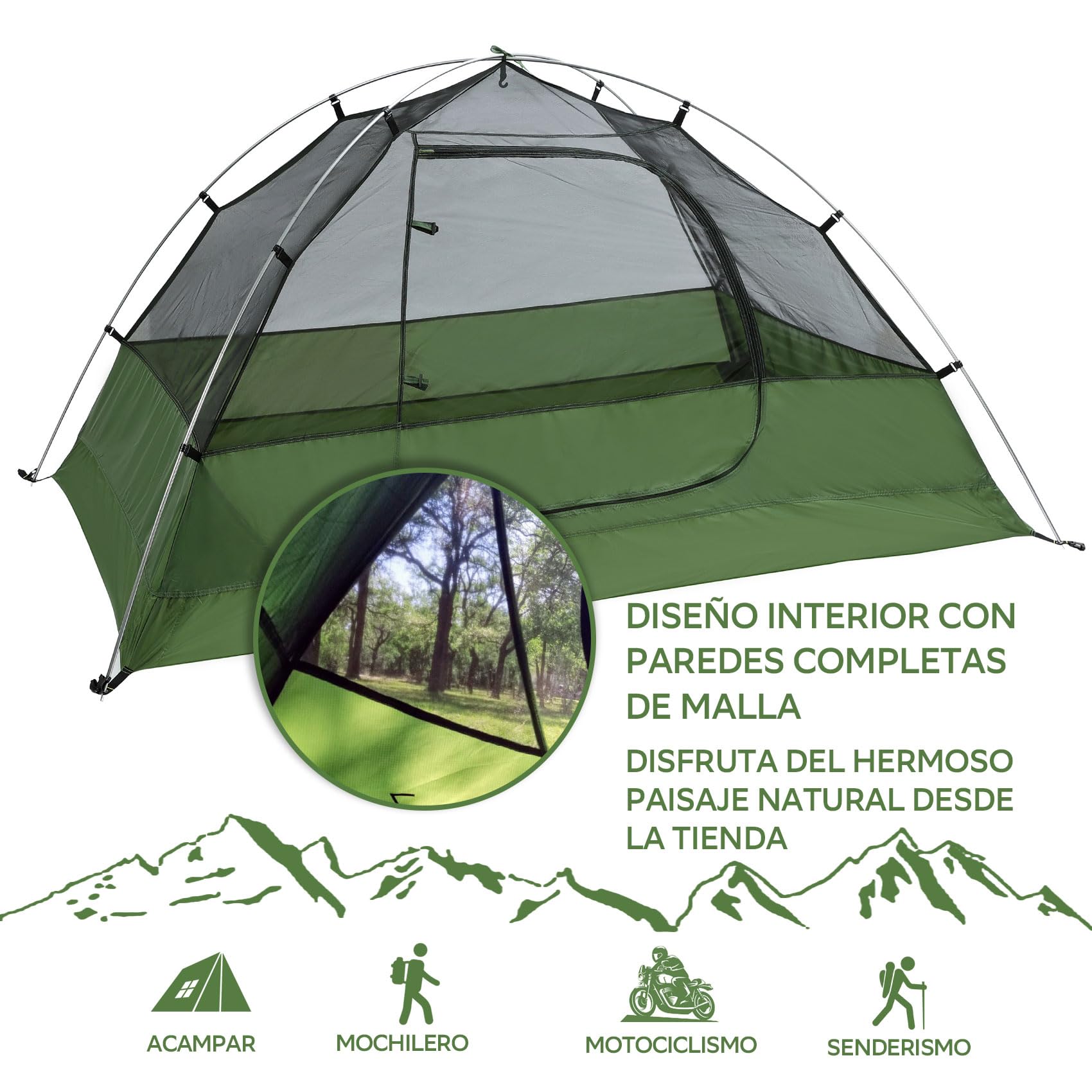 Clostnature Tienda de Campaña 1/2/3/4 Personas - Impermeable Ligero Acampar Tienda de Doble Capa, 3 Estaciones, Fácil de Instalar, Ideal para Senderismo, Camping y Actividades al Aire Libre