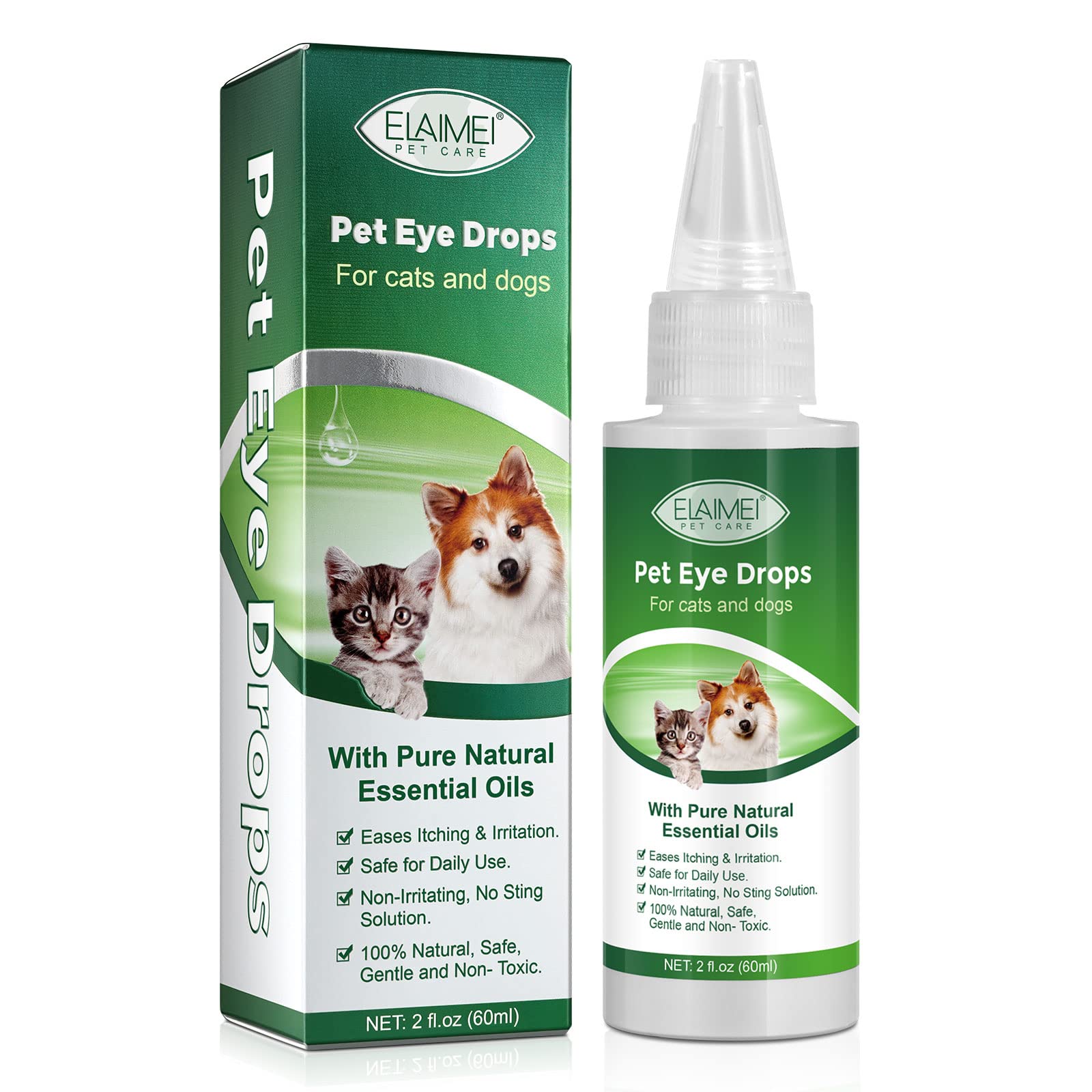 Dog Eye Drops, Eye Cleaner for Dogs Cats Supports Eyes Infection Relief,  Redness Allergy Eyes Relief, Remove Tear Stain Eye Debris Pet Eye