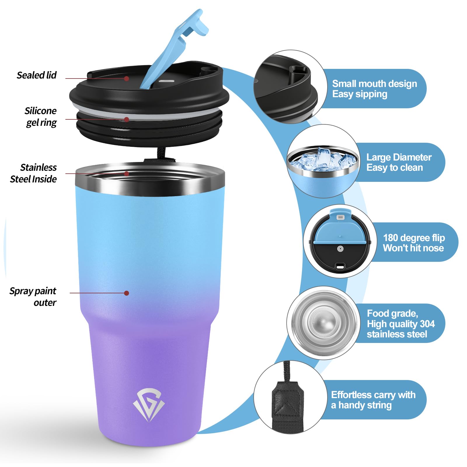 Mug Isotherme 600 Ml En Acier Inoxydable 304 - Garde Chaud 6h/froid 12h, Sans BPA, Parfait Déplacement