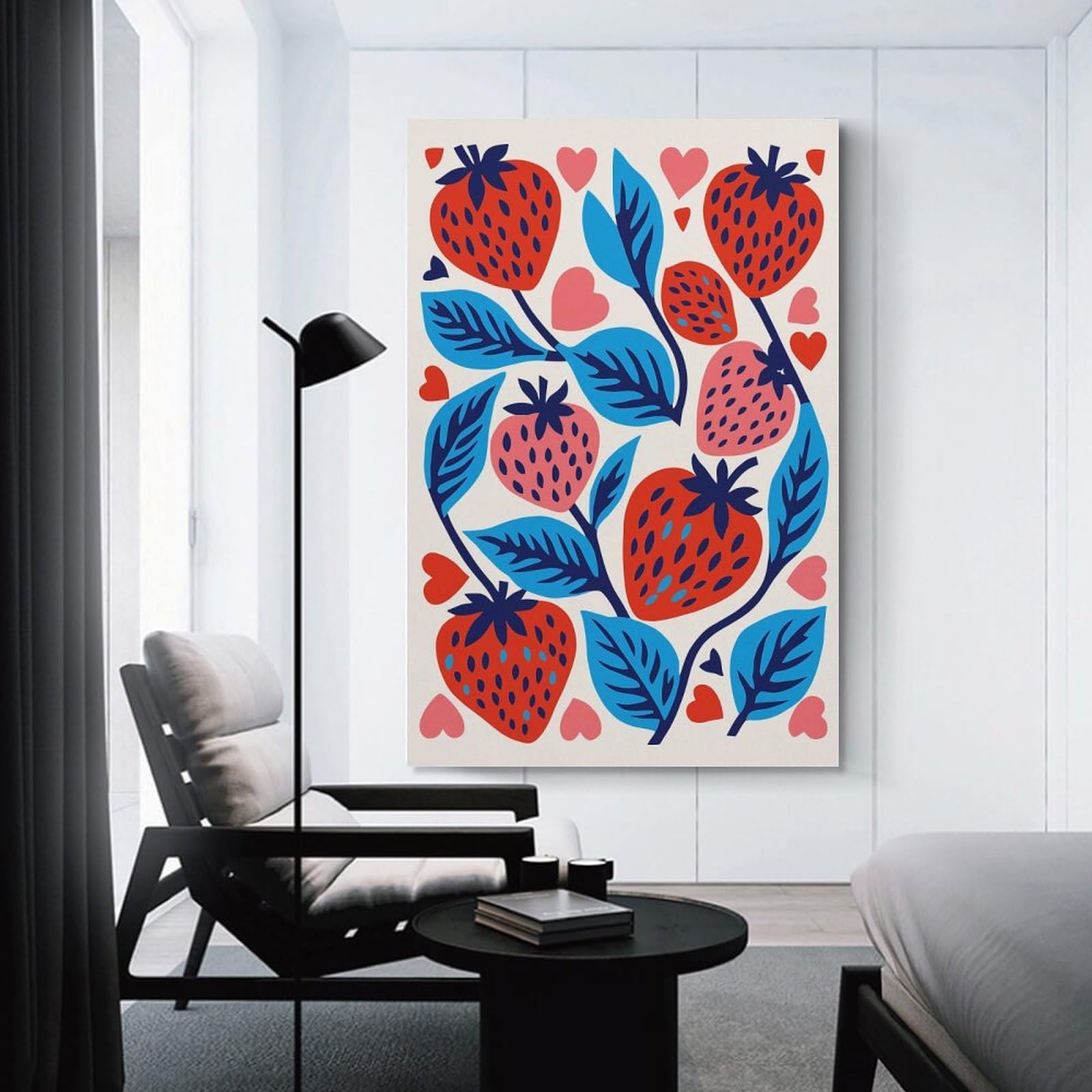 Junmoney Red Strawberries Canvas Art Print, 20x30inch(50x75cm), for Home Walls, Creative Rooms Or Shared Spaces, Decorative Artwork with Broad Appeal