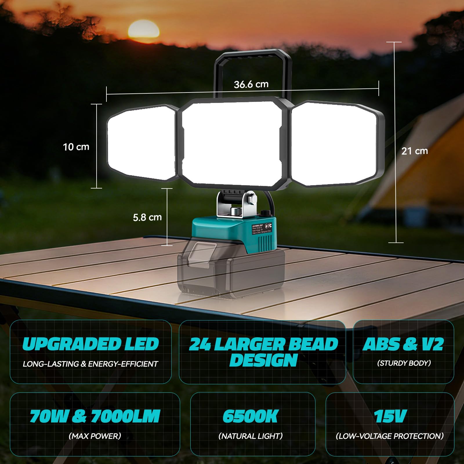 150W Lampe Led Rechargeable Compatible avec Makita 18V(Sans Batterie)