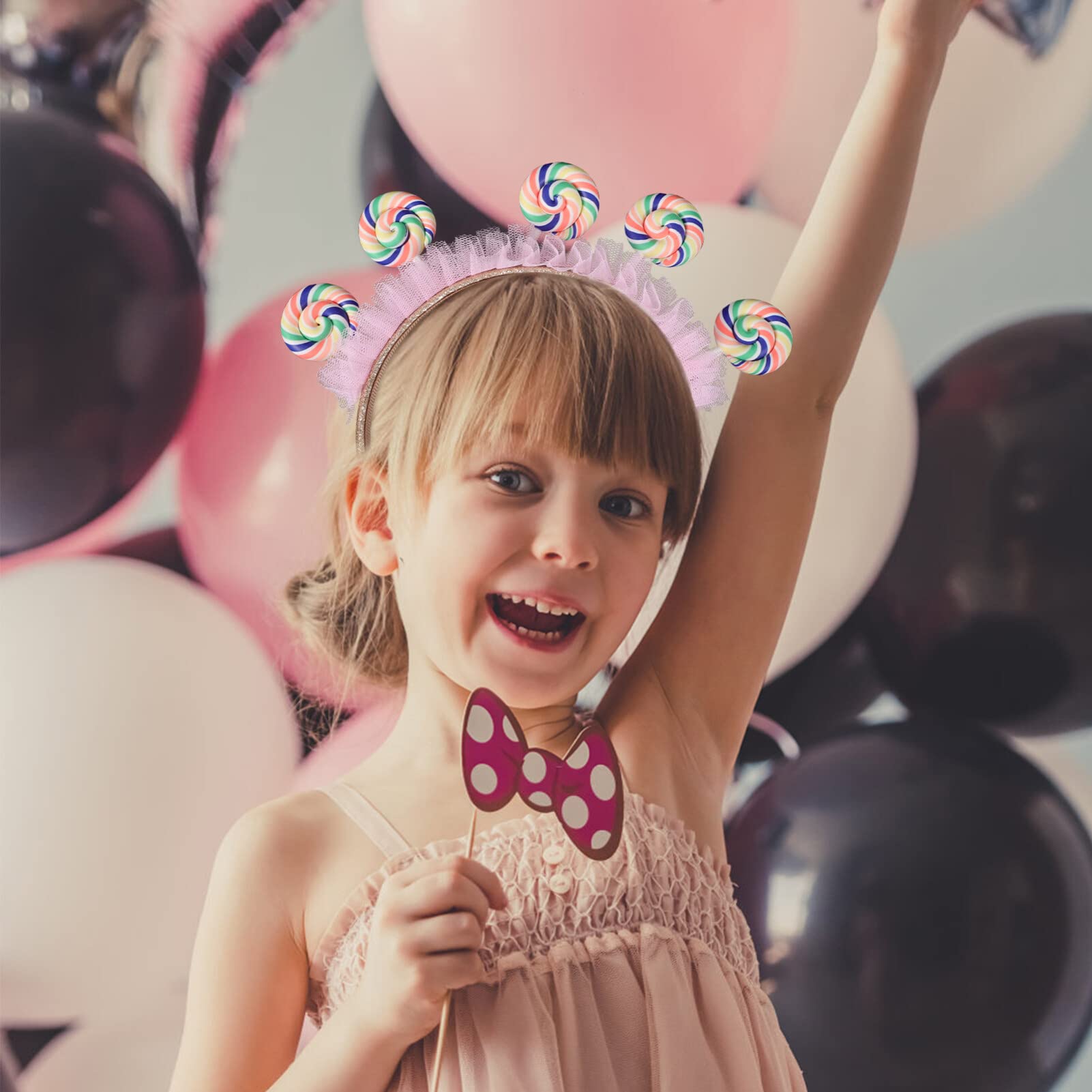 TEHAUX Lollipop Headband, Lollipop Headdress Candy Headband Girls Hair Accessories Princess Decor Carnival Headpieces Party Hair Hoops Hair Decor Princess Hair Accessories for Girls Women