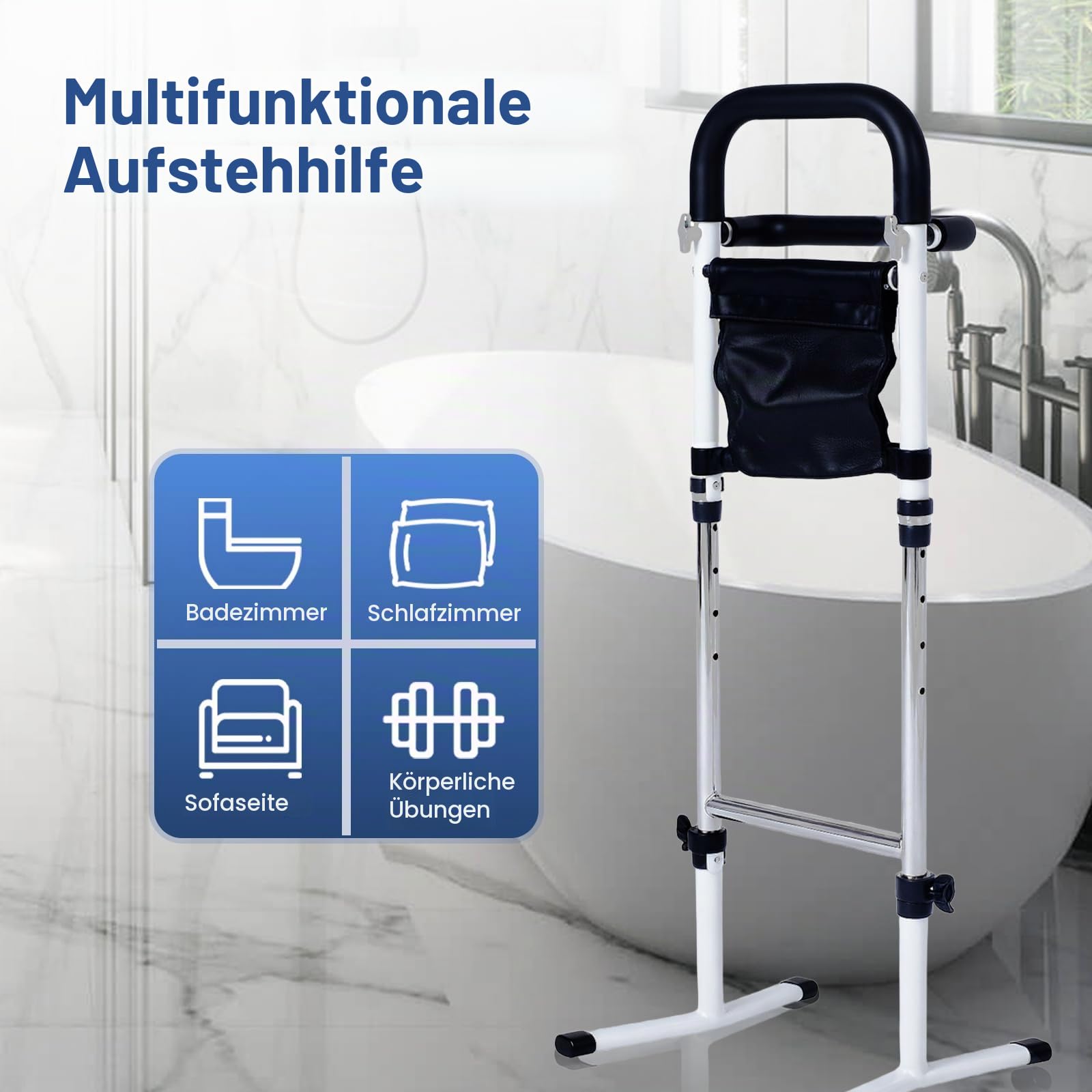 Aufstehhilfe, Aufstehhilfe Sofa, Höhenverstellbar Gehhilfe für Senioren Erwachsene, Senioren Aufstehhilfen für Bett, Toiletten, Sofa, Stabile Stehhilfe, 5-Stufige Höhenverstellung, Tragfähigkeit 150KG