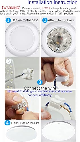 Miniatura 5 de OLYMSTAR Kit de luz LED para ventilador de techo de 15 W panel de luz LED para luces de ventilador de techo de montaje empotrado panel de luz LED de