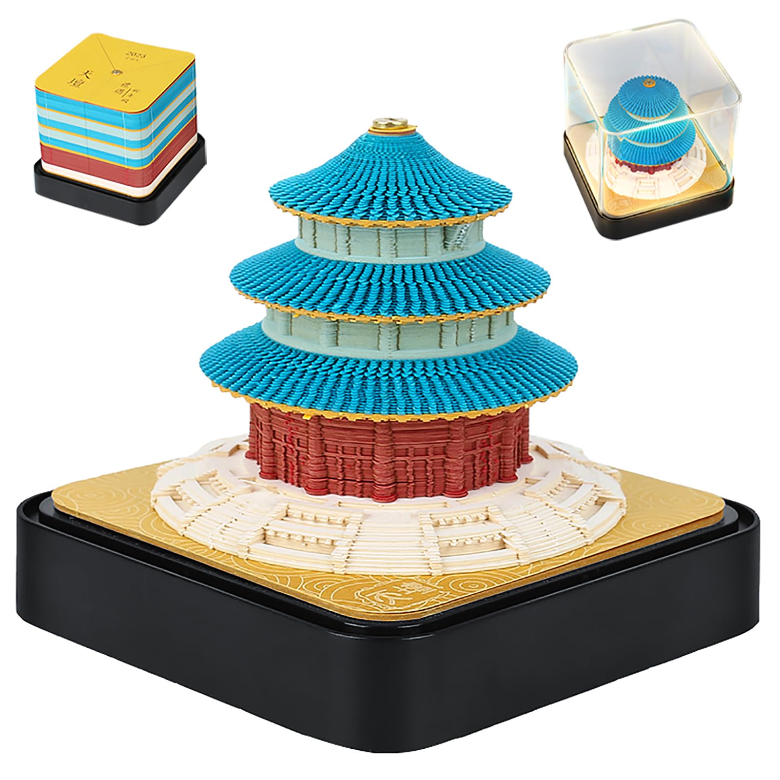 2024 Time Piece Kalender 3D Notizblöcke, Papier Schreibtischkalender Mit Lichtern Kreative DIY Notizen Künstler Schreibtischunterlagen Desktop Dekoration Hausskulptur Geschenk , Temple of Heaven