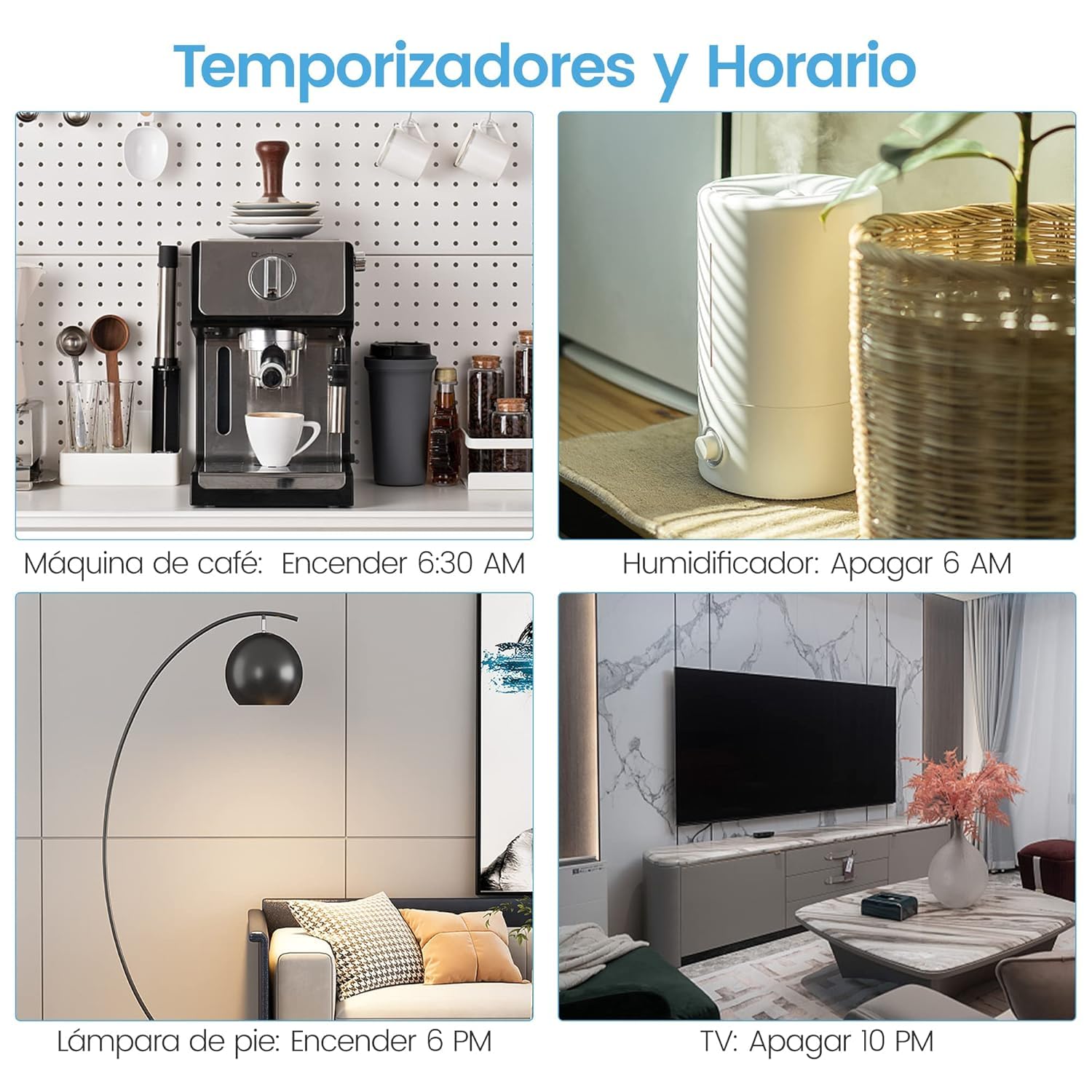 EIGHTREE Gniazdko Wi-Fi, 16 A, inteligentne gniazdko elektryczne z pomiarem prądu, WiFi Plug Smart Home z Alexa, Google Home, 4 sztuki w opakowaniu