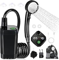 Spopal 6000mAh Portable Camping Shower: Rechargeable with LED Display, 4 Spray Modes, IPX7 Waterproof for Hiking, Travel, Pets