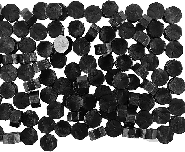 100 Pieces Octagon Sealing Wax Beads Sticks Sealing Wax Beads for Wax Stamp Sealing (Black)