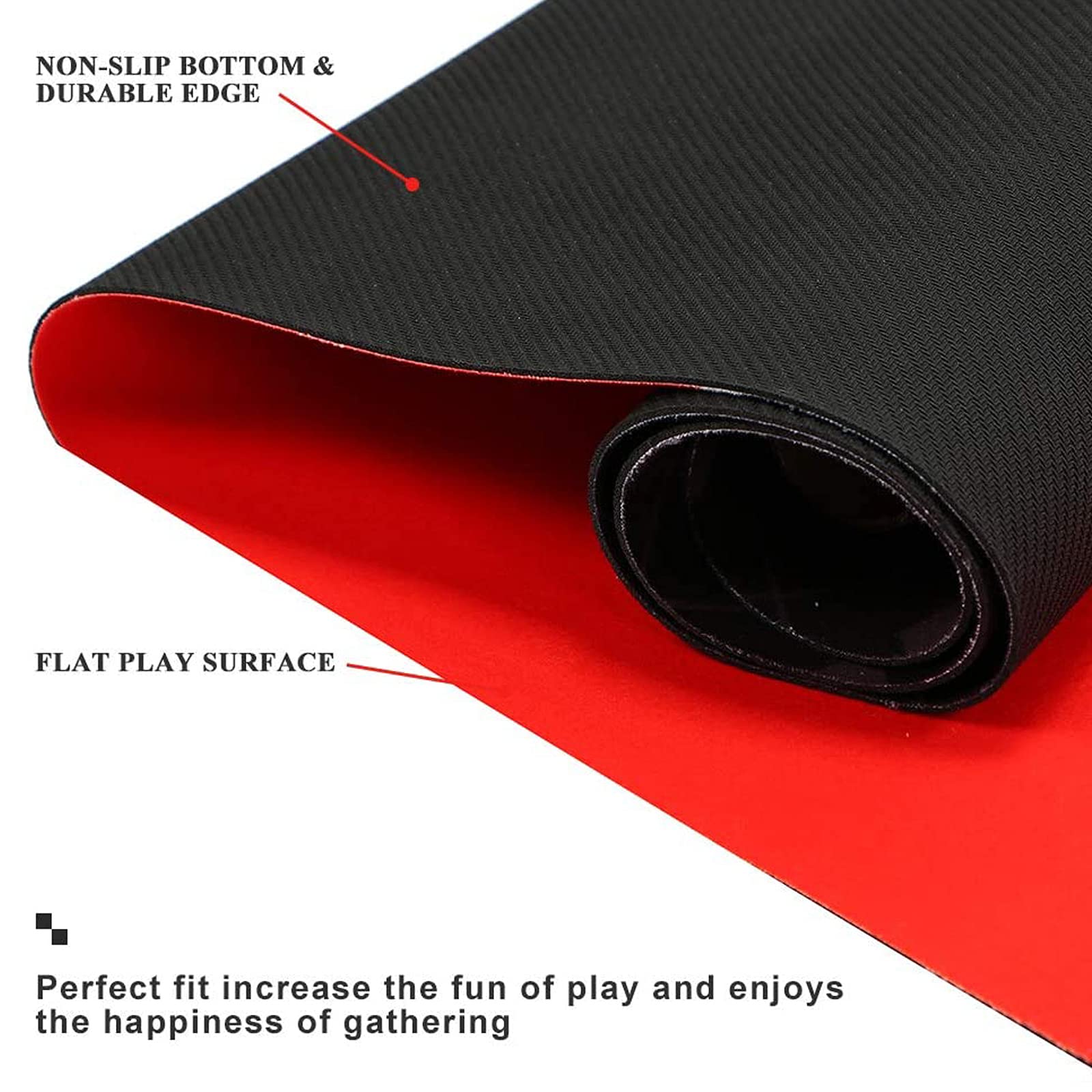 MBROS Tappetino da Poker Texas Hold'em | Tavolo da Poker Portatile, Rosso e Verde, 120x60cm/180x90cm, Idrorepellente, riduzione del Rumore e Borsa per Il Trasporto