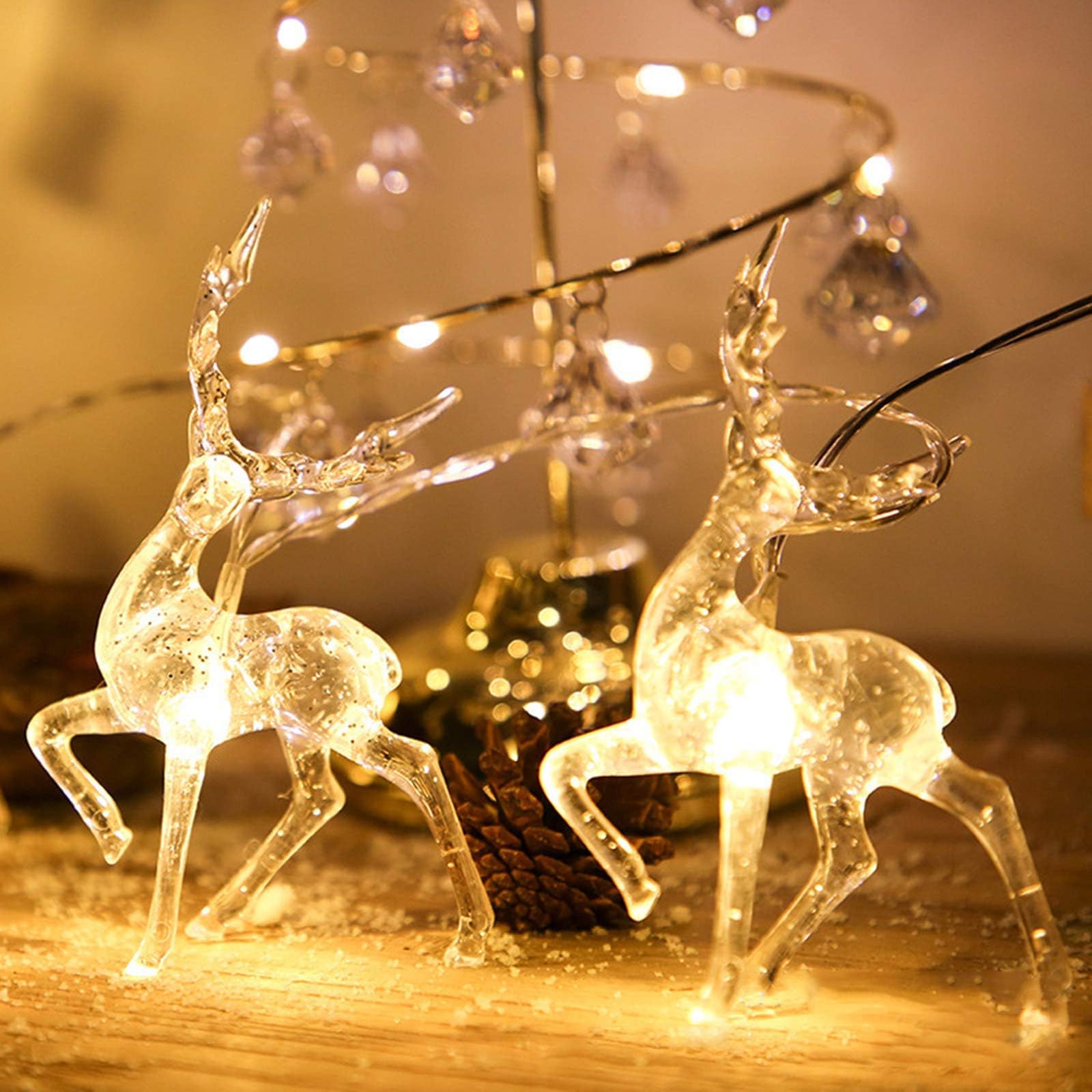 Christmas Lights Reindeer String Lights - 5 ft 10 LED Warm White Battery Operated Christmas Decorations for Bedroom Mantel Doorway Tree Tent Indoor Outdoor Thanksgiving Decor (5 ft 10 LED)