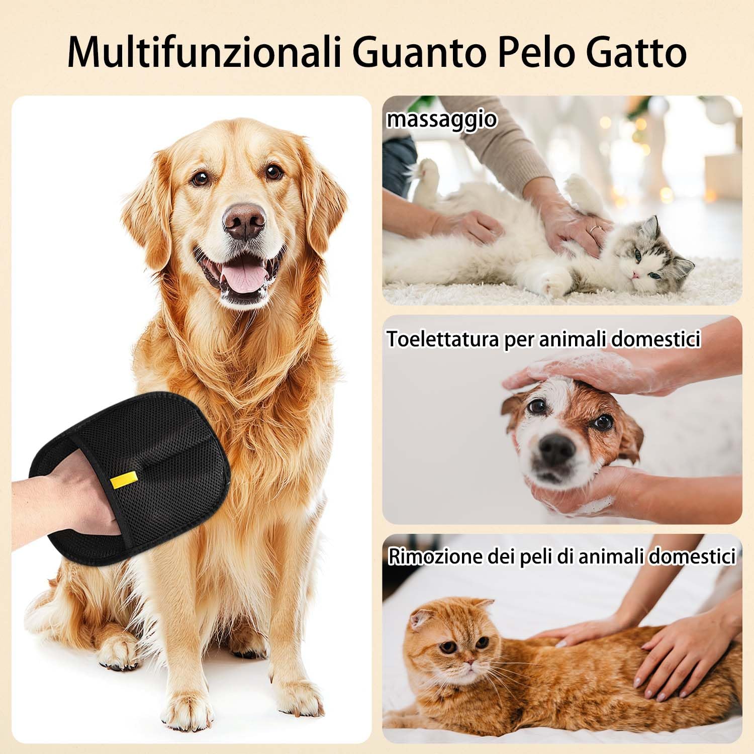 Kunoli 2 Guanti per Animali Domestici, per la rimozione dei peli di Animali Domestici, per Il Lavaggio dei peli di Animali Domestici, per la Pulizia dei tappeti e dei divani