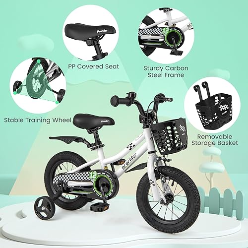 Miniatura 5 de BABY JOY Bicicleta para niños, 12, 14, 16, 18, 20 pulgadas, bicicletas para niños y niñas, adolescentes de 3 a 8 años o más con ruedas de