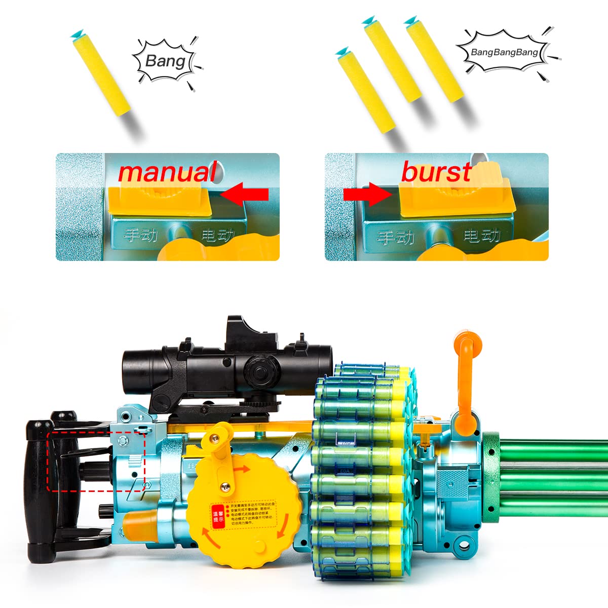 Buy Gatling Electric Toy Guns for Nerf Guns Bullets,Toy Gun EVA Soft Bullet Gatling Heavy