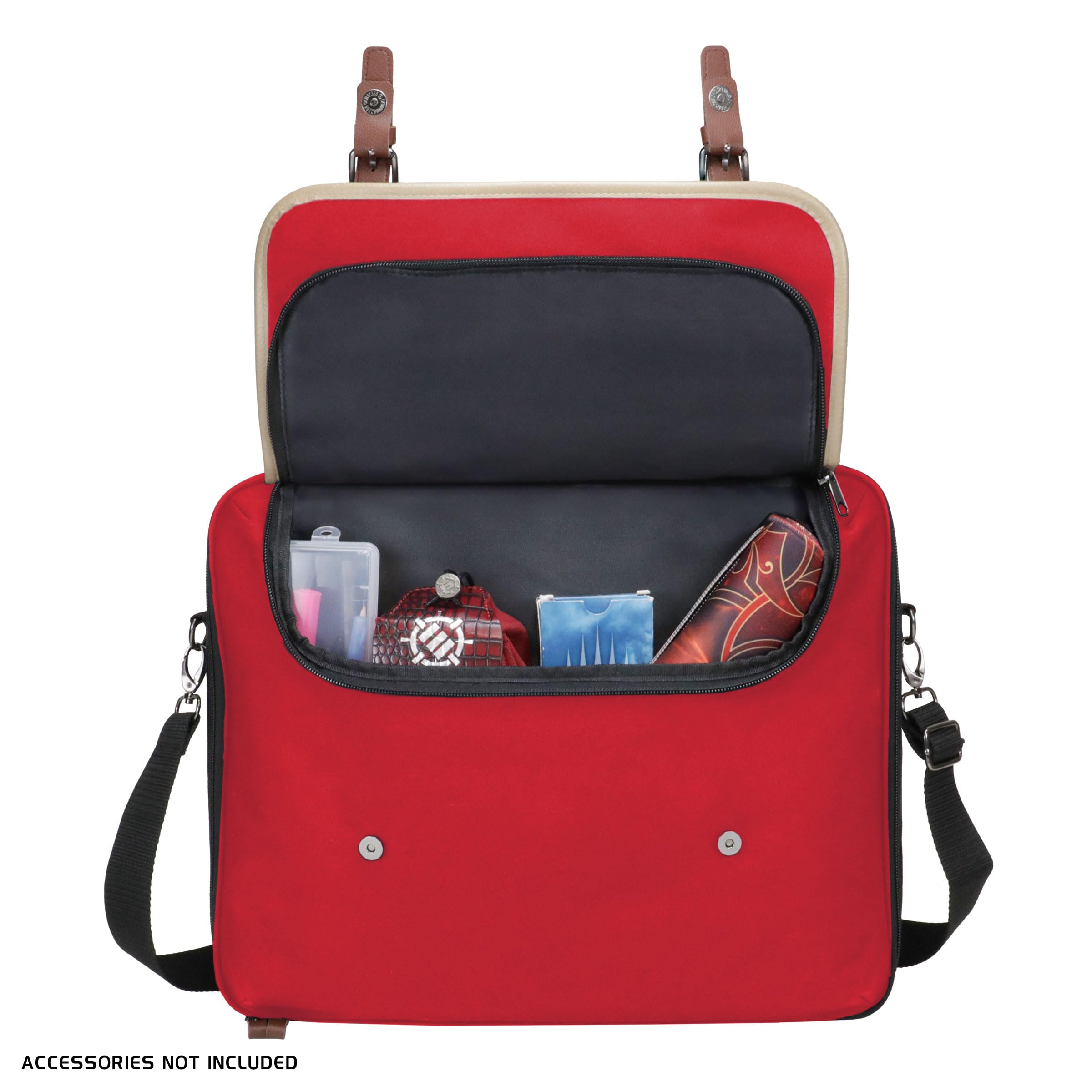 ENHANCE Borsa TCG Designer Edition - Borsa a Tracolla MTG con Divisori Regolabili e Tasca per Accessori per Porta Mazzi, Dadi e Carte | Compatibile con Magic The Gathering, Pokémon, Lorcana (Rosso)