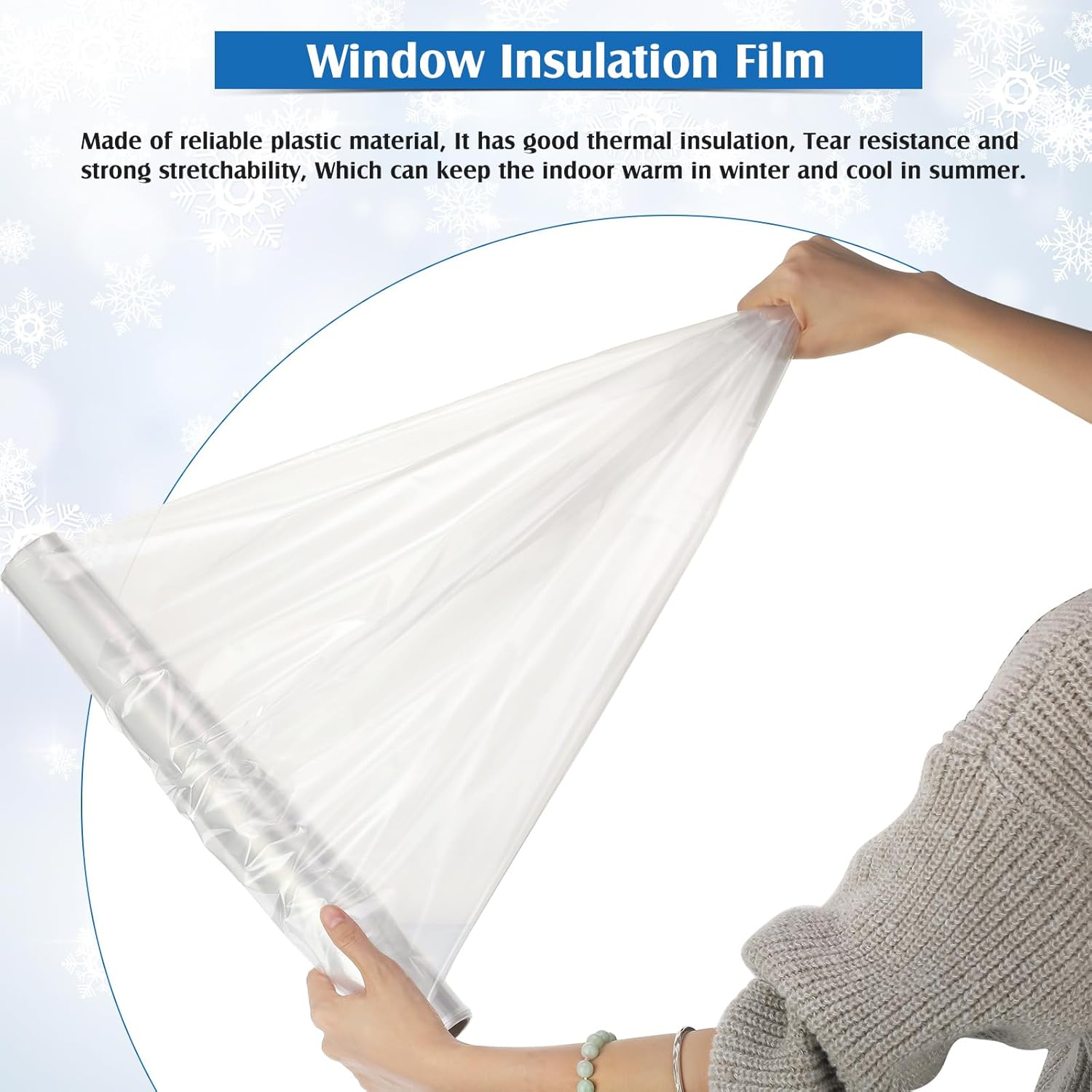Frienda 2 Roll Window Insulation Kit for Winter Each Roll 62 x 210 Indoor Window Plastic Insulation Kit with Double Sided Tape Waterproof Winterizing Shrink Film Covering for 10 Pcs 3 x 5 Ft Windows