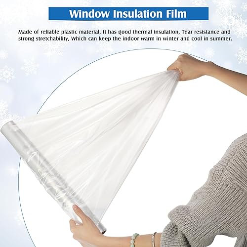 Miniatura 5 de Frienda Kit de aislamiento de ventana de 4 rollos para invierno, cada rollo de 62 x 210 pulgadas, kit de aislamiento de plástico para ventanas