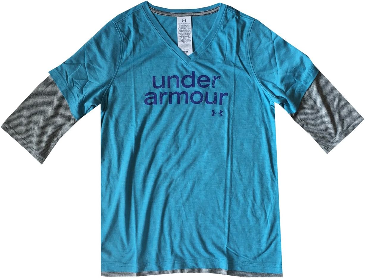 Under Armour Youth Girls 3/4 Sleeve V-Neck T-Shirt (M, Royal)