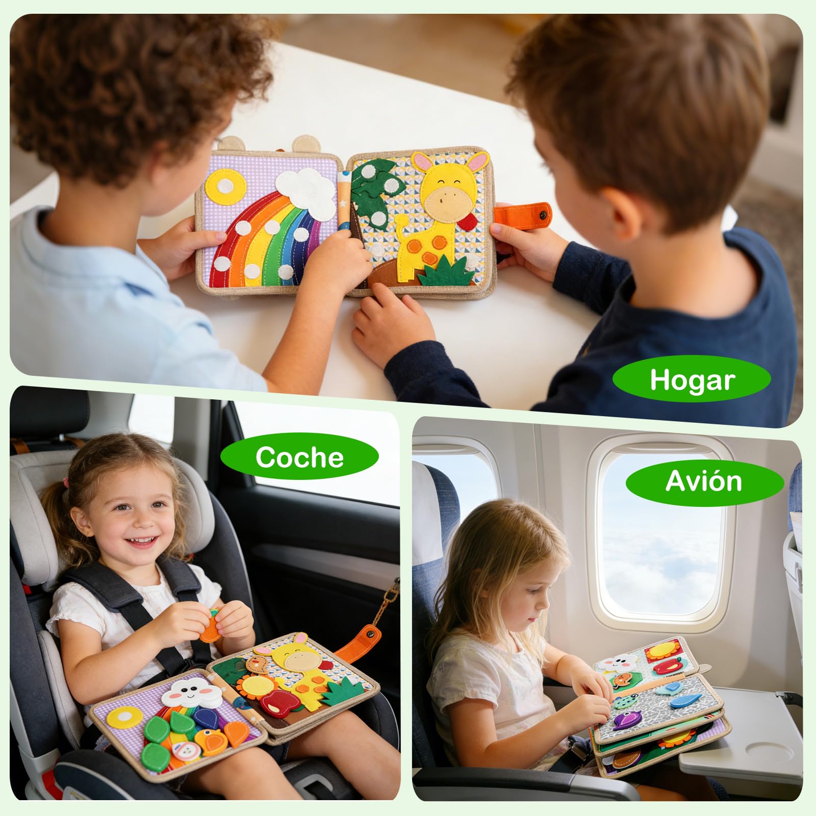 Busy Board Montessori 1 Año, Libro de Actividades Quiet Book para Niños Pequeños, Libro Interactivo de Fieltro DIY, Libros de Habilidades Prácticas (Naranja)