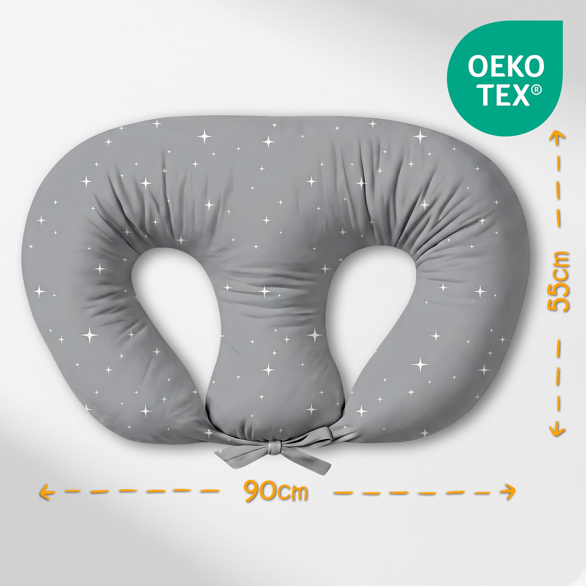 Stillkissen XXL für Zwillinge 90x50 cm - Breastfeeding Nursing Pillow Baby Kissen für Twin Stillen und Lagerungskissen Twins Still Babykissen Stillmond Oeko-Tex Galaxie