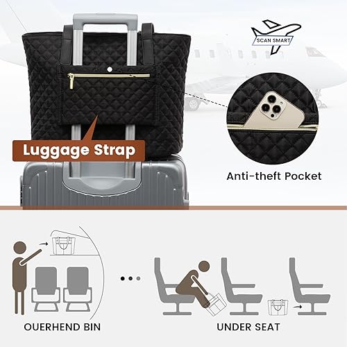 Miniatura 5 de LOVEVOOK Bolsa para laptop para mujer de 17 pulgadas, acolchada con diamante, bolsa de mano para laptop, bolsas de hombro para computadora,