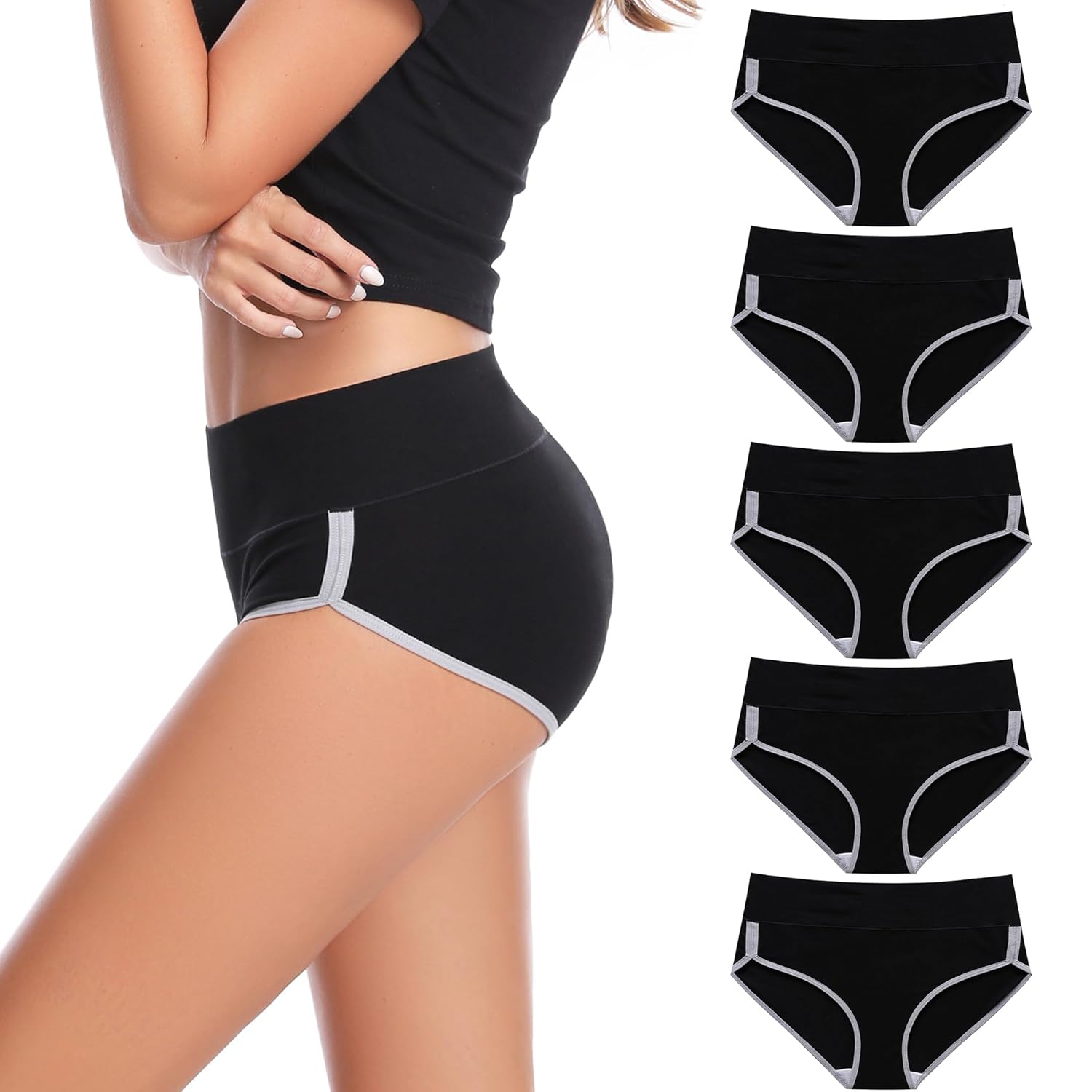 CAILECOTTON Womens Underwear Cotton Briefs for Women Plus Size Panties for Women Pack 2 5