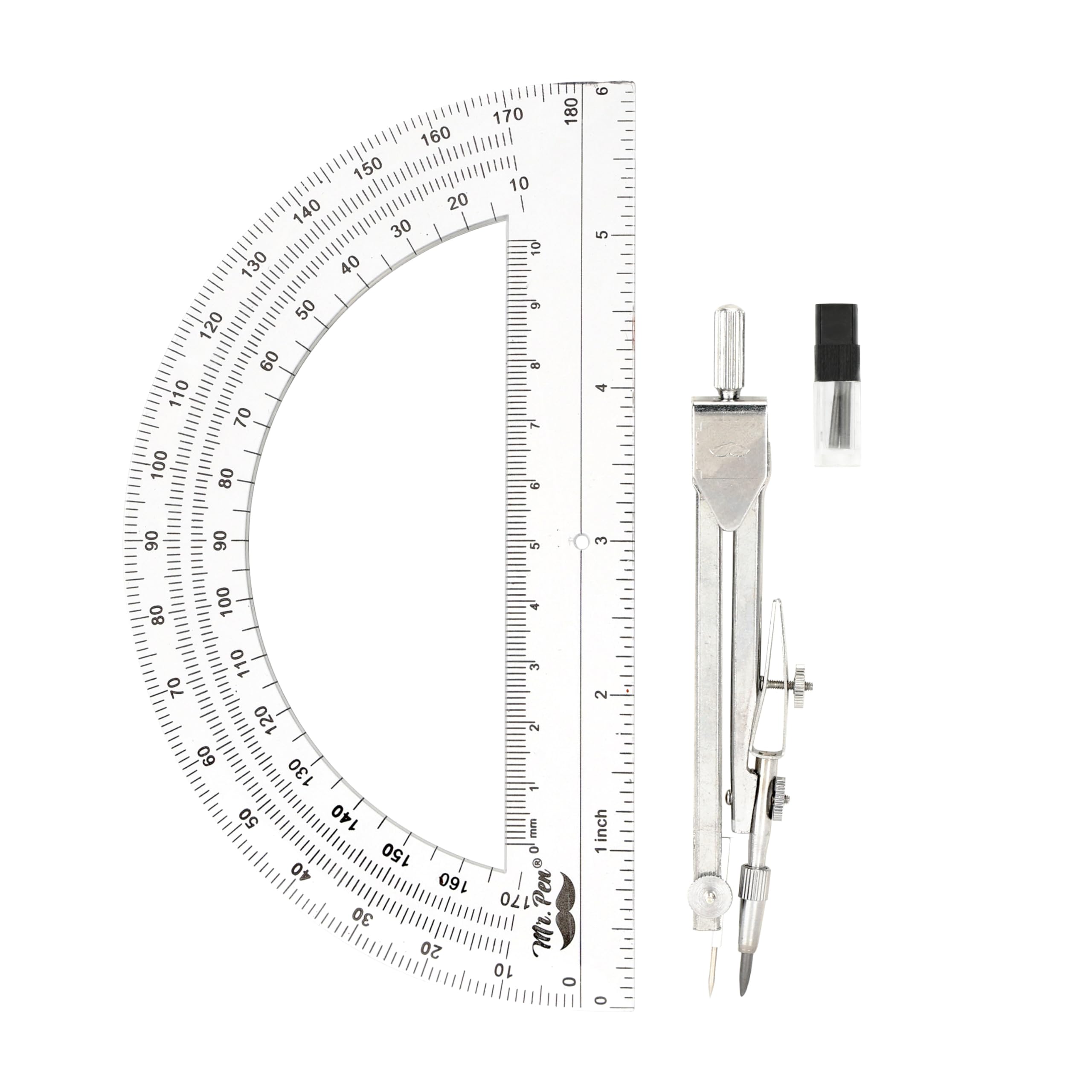 Photo 1 of Mr. Pen- Compass and Protractor Set, Metal Math Compass with Refills, 6 Inch Protractor, Plastic Drawing Tool, Student Geometry Math Set for Students, School, Art, Drafting