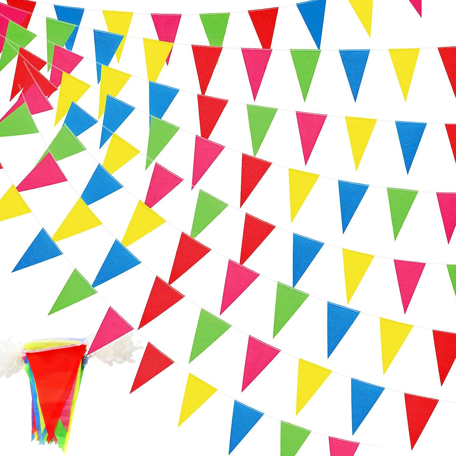 480M 900 pcs Triangulares Bunting Banner, Nylon banderin Decoración, Multicolores Guirnaldas para la Fiesta de Bodas del cumpleaños, Actividad al Aire Libre, jardín