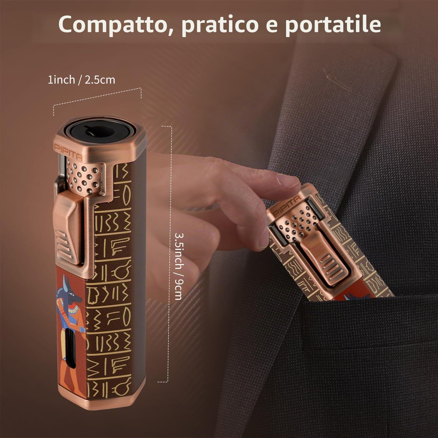 PIPIITA Accendino a gas antivento retrò, ricaricabile, per lui, lei, uomini, marito, festa del papà, idea regalo multiuso per la casa, candele natalizie