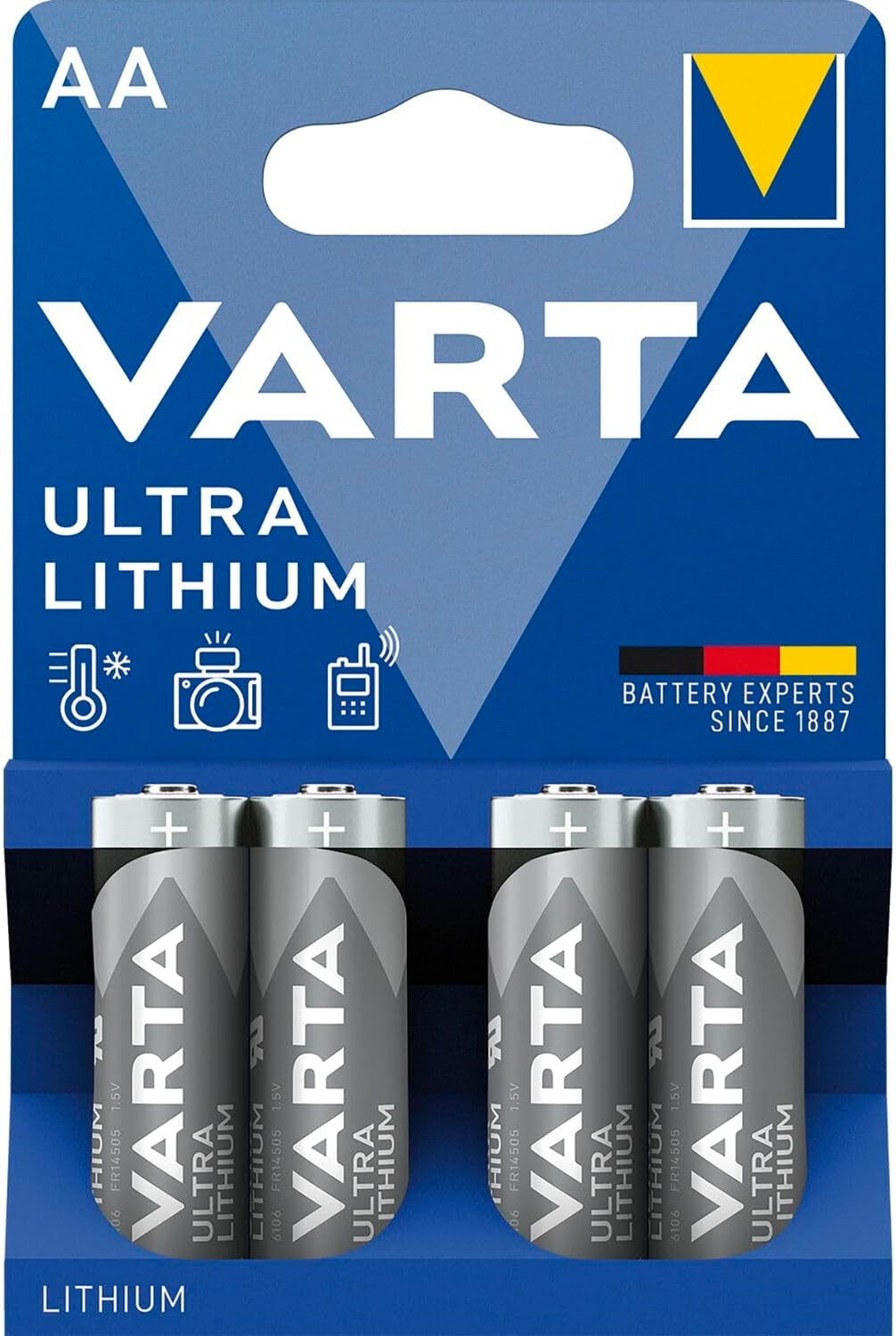 VARTA Lithium AA Mignon LR06 Batteries (4-pack) - ideal for digital cameras, toys, GPS devices, sporting and outdoor applications