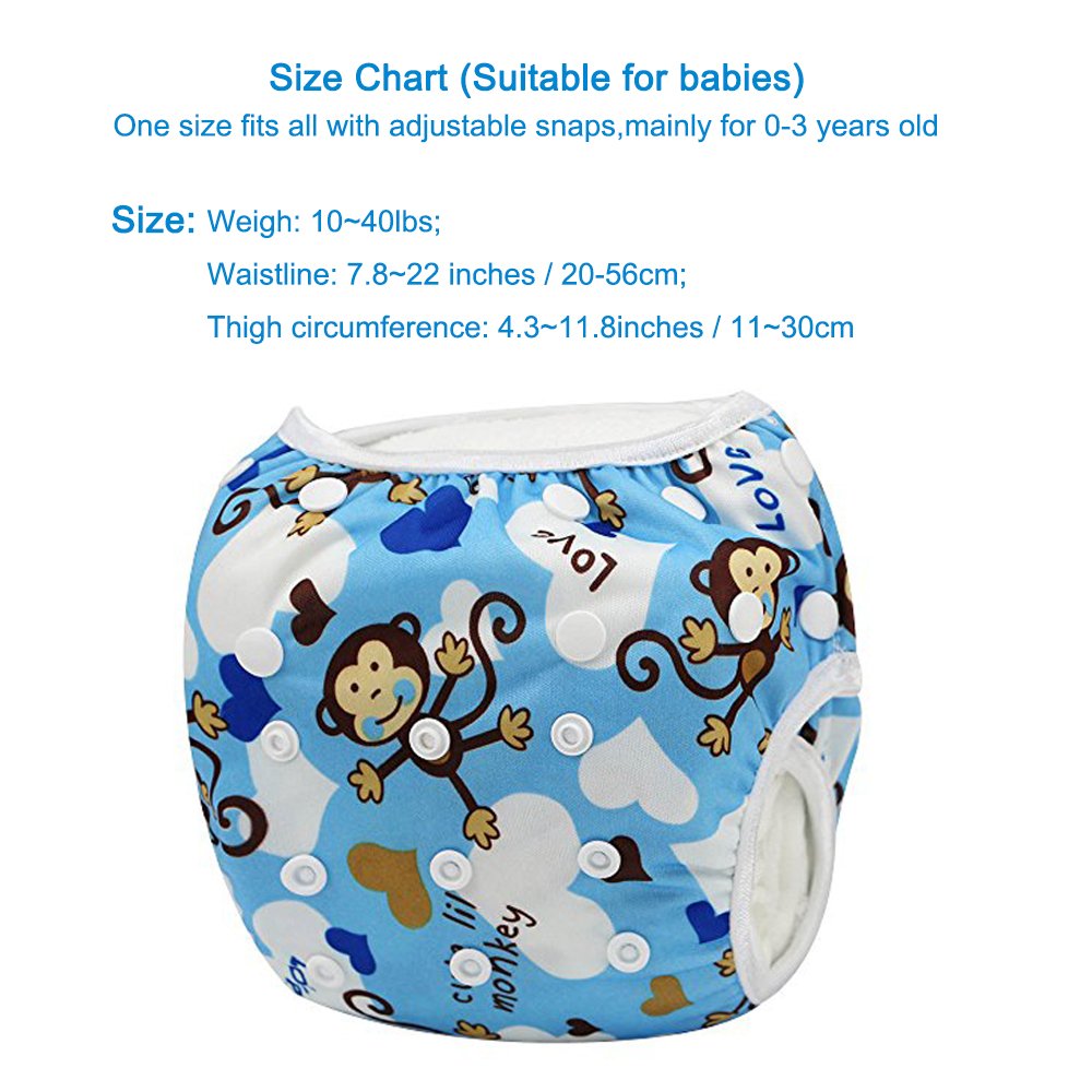 Sijueam Waterproof Reusable Swim Diaper One Size Nappy for Babies