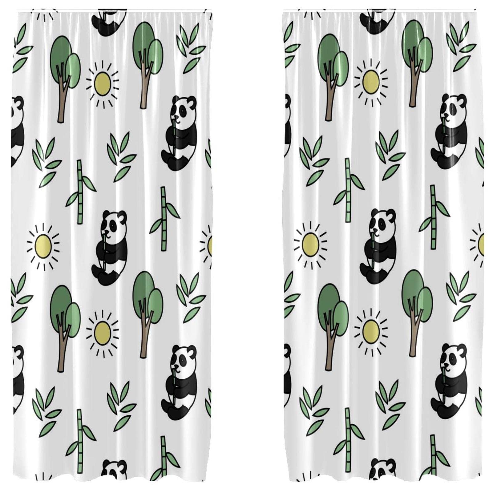 Cortinas de dormitorio decorativas: juego de 2 paneles con diseño de panda