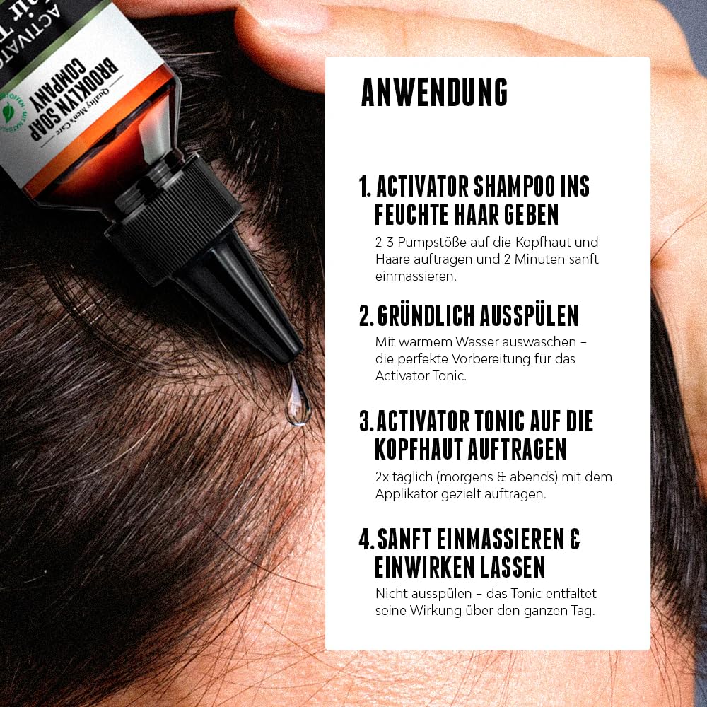 Brooklyn Soap Company Activator Hair Bundle - Hair Growth Set | Shampoo 200 ml & Hair Tonic 100 ml - Haarwachstum anregen & Haarausfall entgegenwirken - für die tägliche Haarpflege
